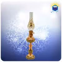 چراغ نفتی مس و خاتم کاری شالدار