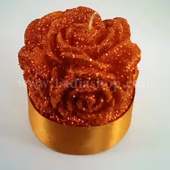 شمع استوانه گل رز بزرگ مسی