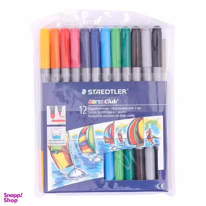 ماژیک نقاشی استدلر (Staedtler) مدل دوسر نوریس کلاب 320NWP12 بسته 12 رنگ