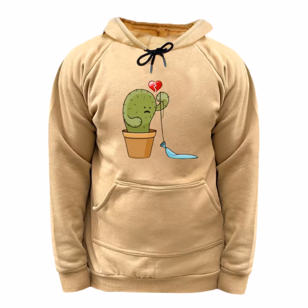 هودی زنانه مدل کاکتوس و بادکنک رنگ کرم