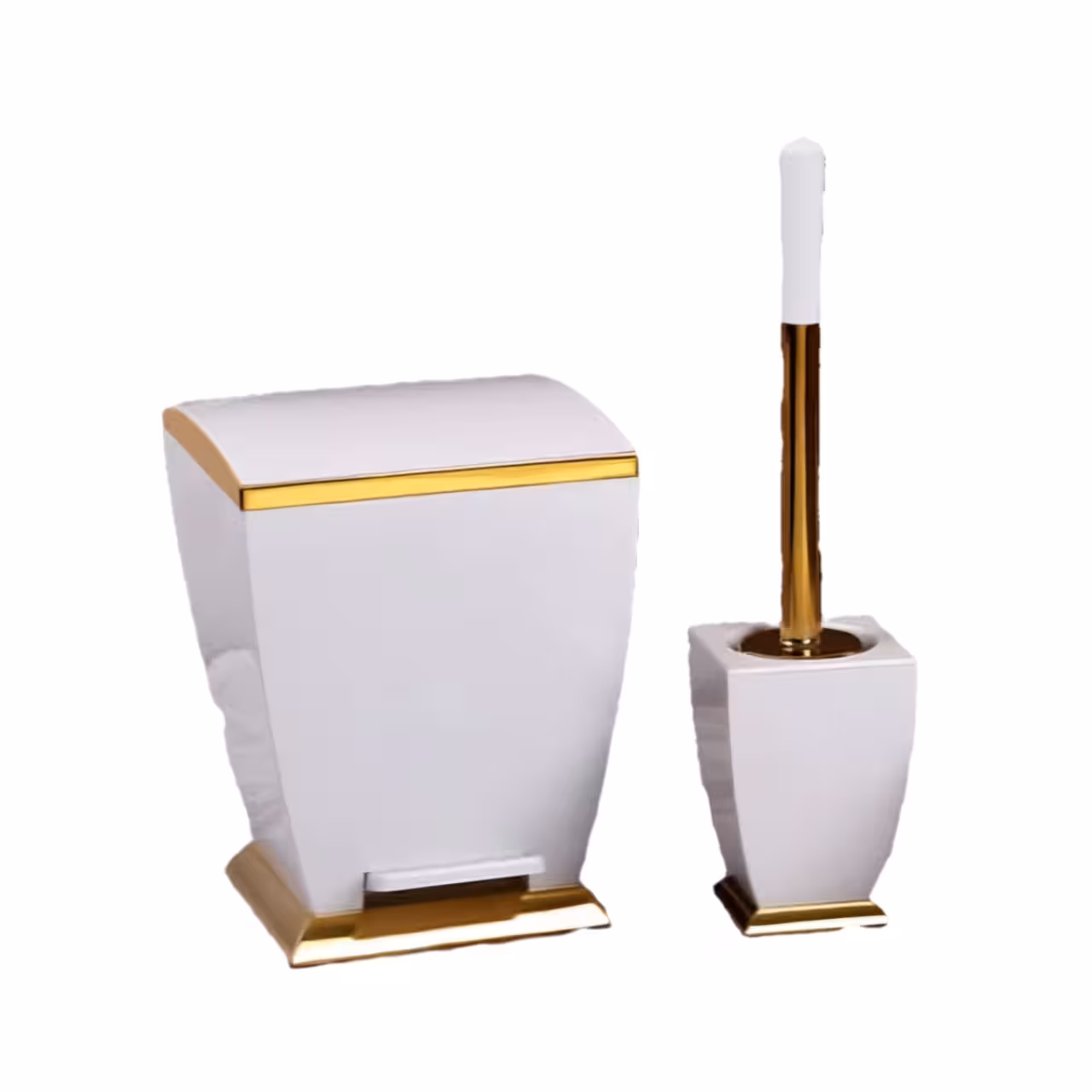 ست سطل و فرچه هارمونی مدل آوا سفید طلایی (کلاسیک)