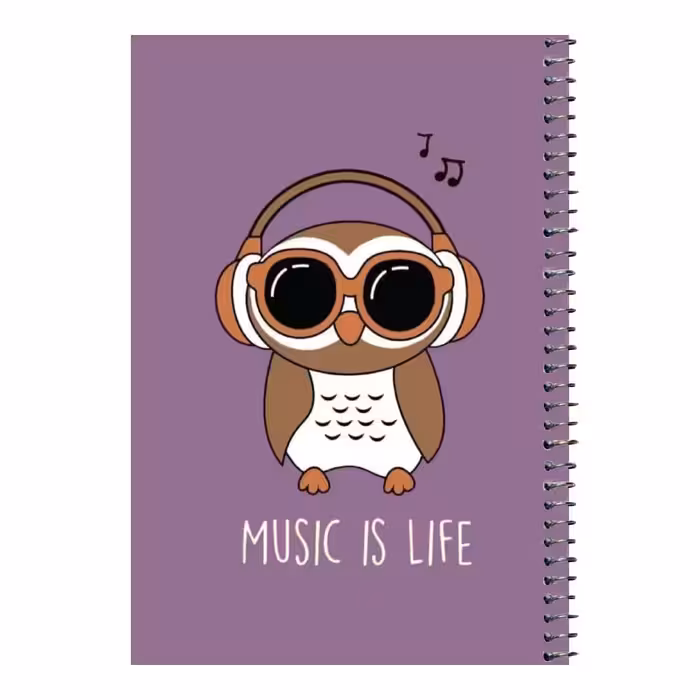 دفتر مشق 80 برگ اس جی مدل جغد و هدفون