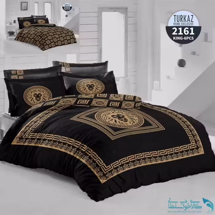 روتختی طرح ورساچه مشکی دو نفره برند Turkaz کد 2161