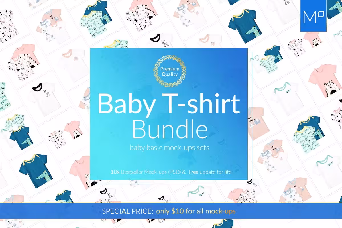 دانلود Baby T-shirt Bundle 18x Mock-ups – ماک آپ تیشرت بچگانه