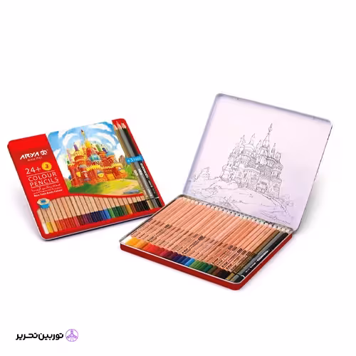 مداد رنگی 24 3 رنگ فلزی آریا 3022