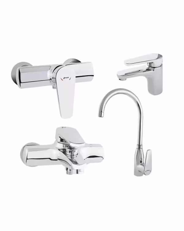 ست چهار تکه شیرآلات شودر مدل لیون کروم