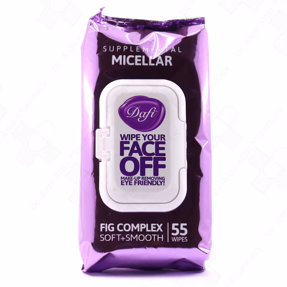 دستمال مرطوب پاک کننده آرایش چشم و صورت دافی مدل میسلار واتر ویژه آرایش، مناسب انواع پوست 55 عددی