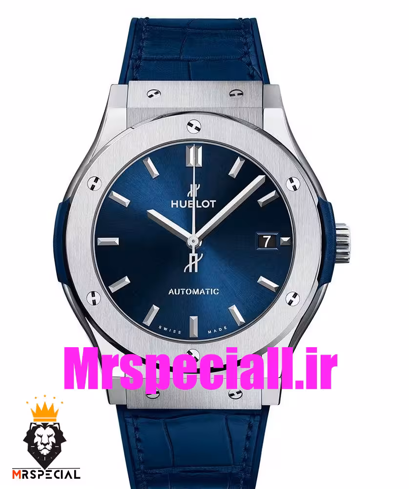 ساعت هابلوت مردانه اتوماتیک بند ابی قاب استیل صفحه ابی 020677 HUBLOT BIG BANG