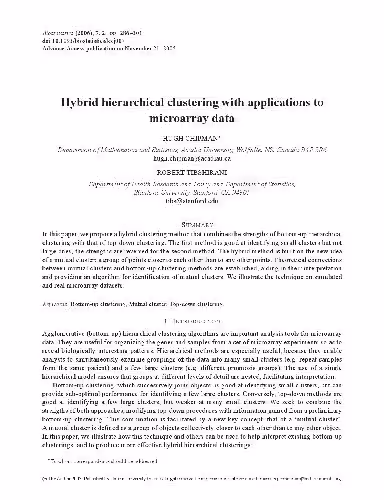 خرید و دانلود نسخه کامل کتاب Hybrid hierarchical clustering with applications to microarray data