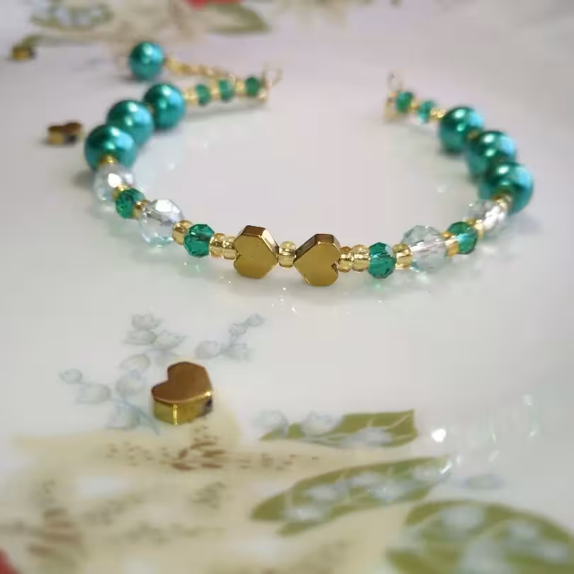 دستبند النگویی مروارید و کریستال