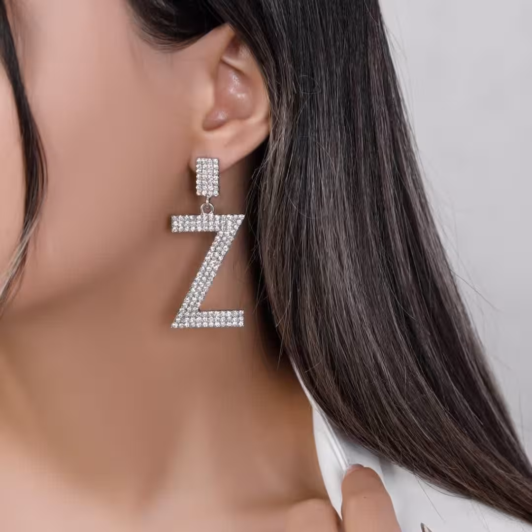 گوشواره حرف Z کد 10782 گوشواره Z گوشواره شاین گوشواره آویز گوشواره درشت