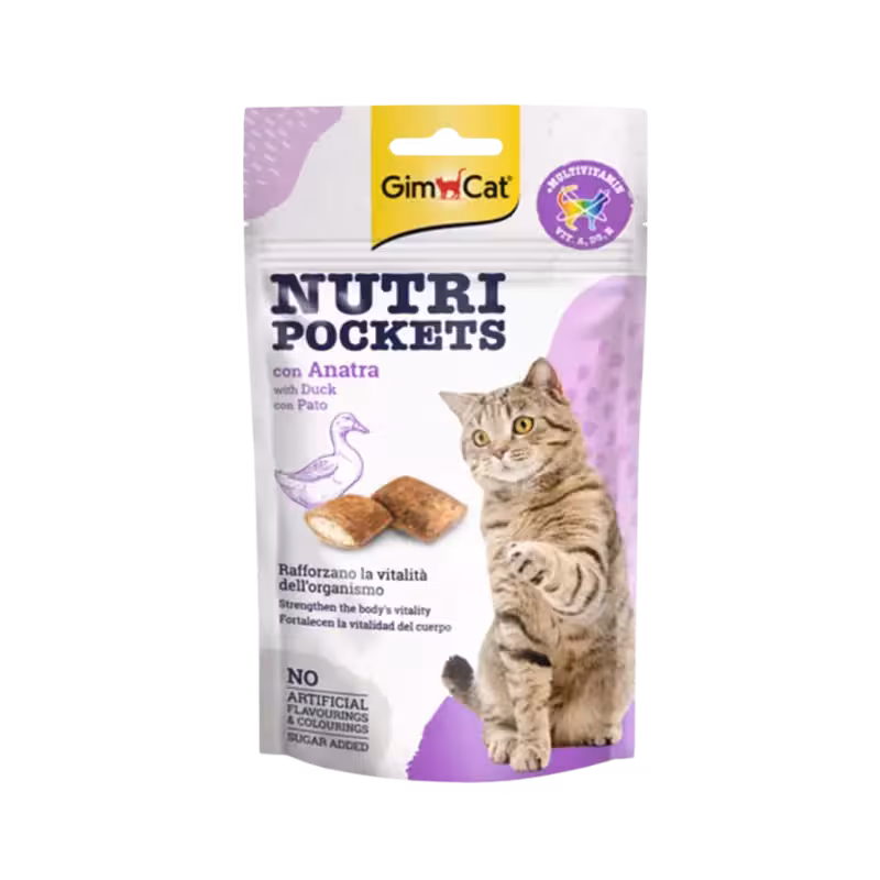 تشویقی گربه بالغ مدل Nutri Packet مولتی ویتامین اردک 60 گرمی برند Gim Cat جیم کت