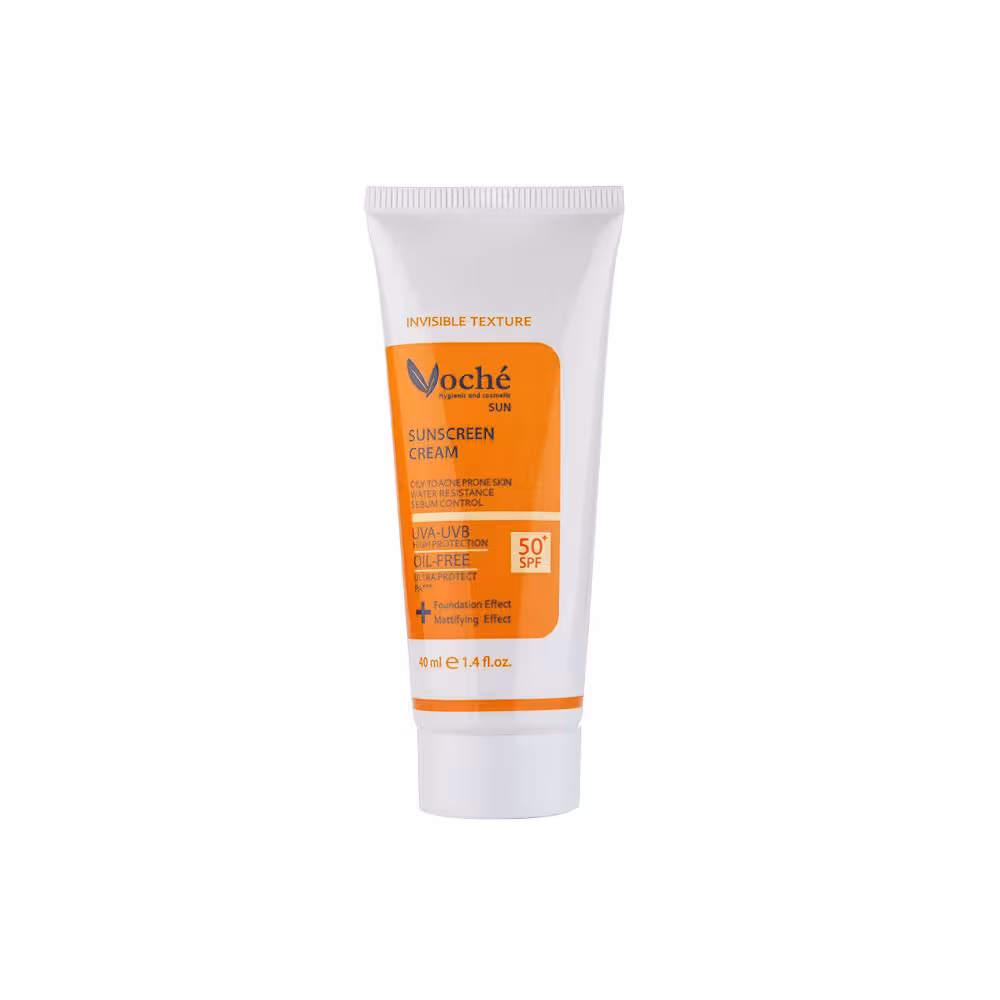 کرم ضد آفتاب بی رنگ پوست چرب و مستعد آکنه SPF50 وچه VOCHE
