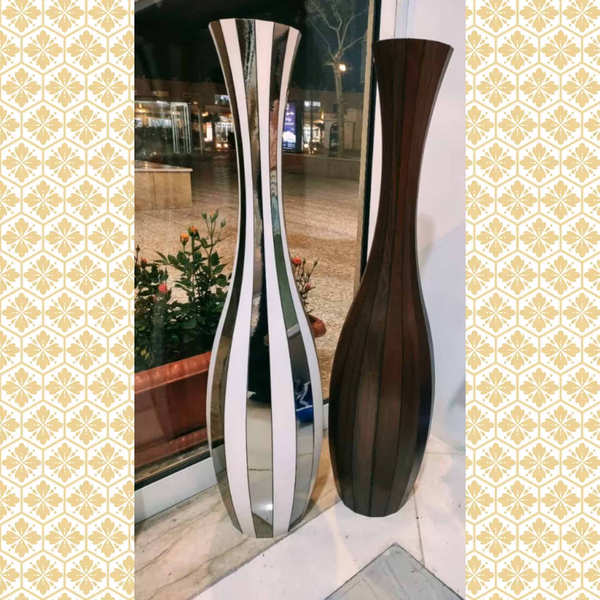 گلدان گل از جنس ام دی اف زیبا و بادوام و شکیل سایز بزرگ