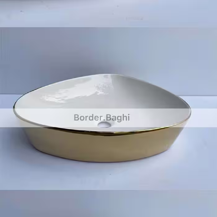 کاسه روشویی مدل مثلث سفید طلایی