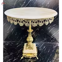 میز خاطره برنزی طرح ستون با صفحه و پایه ساعتی سنگ مرمر