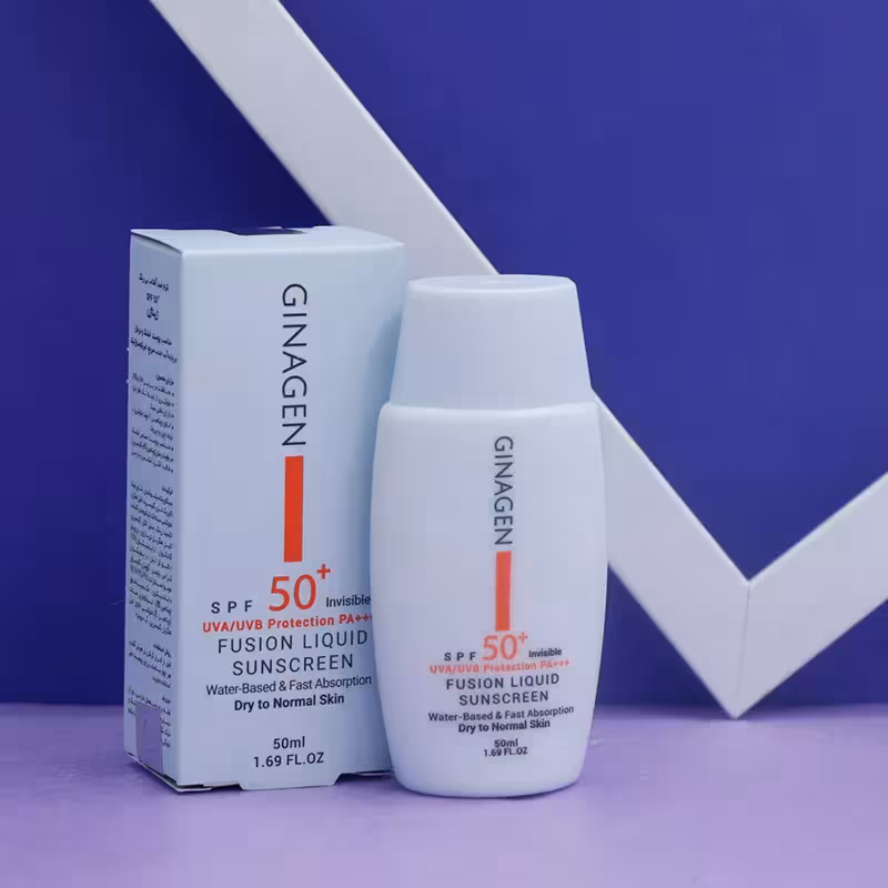 عمده فروشی کرم ضدآفتاب بی رنگ SPF50 مناسب پوست خشک و نرمال ژیناژن GINAGEN حجم 50 میل 92247