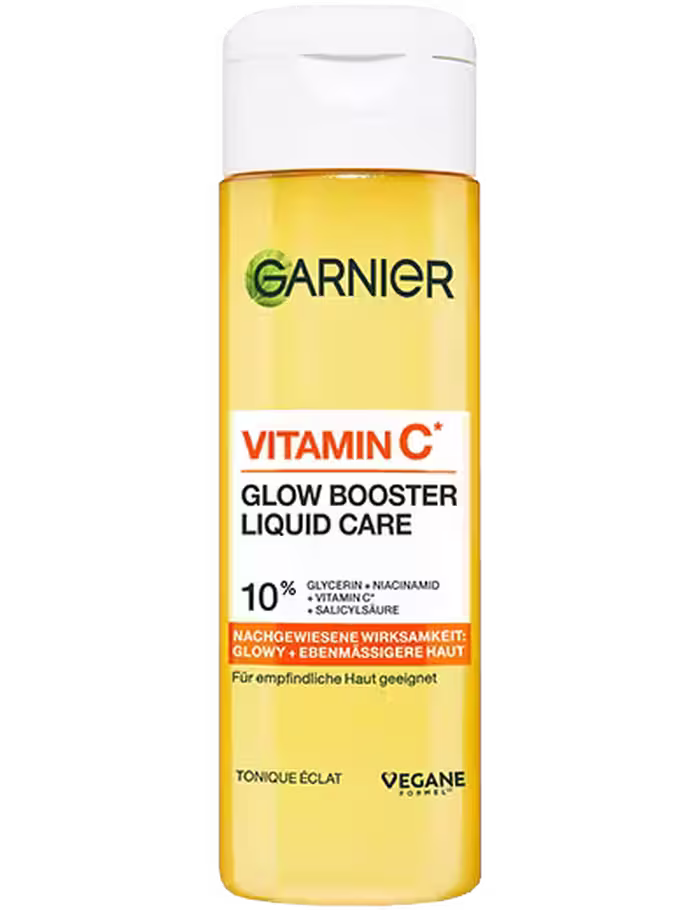تونر آبرسان و روشن‌کننده Vitamin C Glow Booster Liquid Care گارنیر | حاوی ویتامین C، نیا‌سینامید و سالیسیلیک اسید