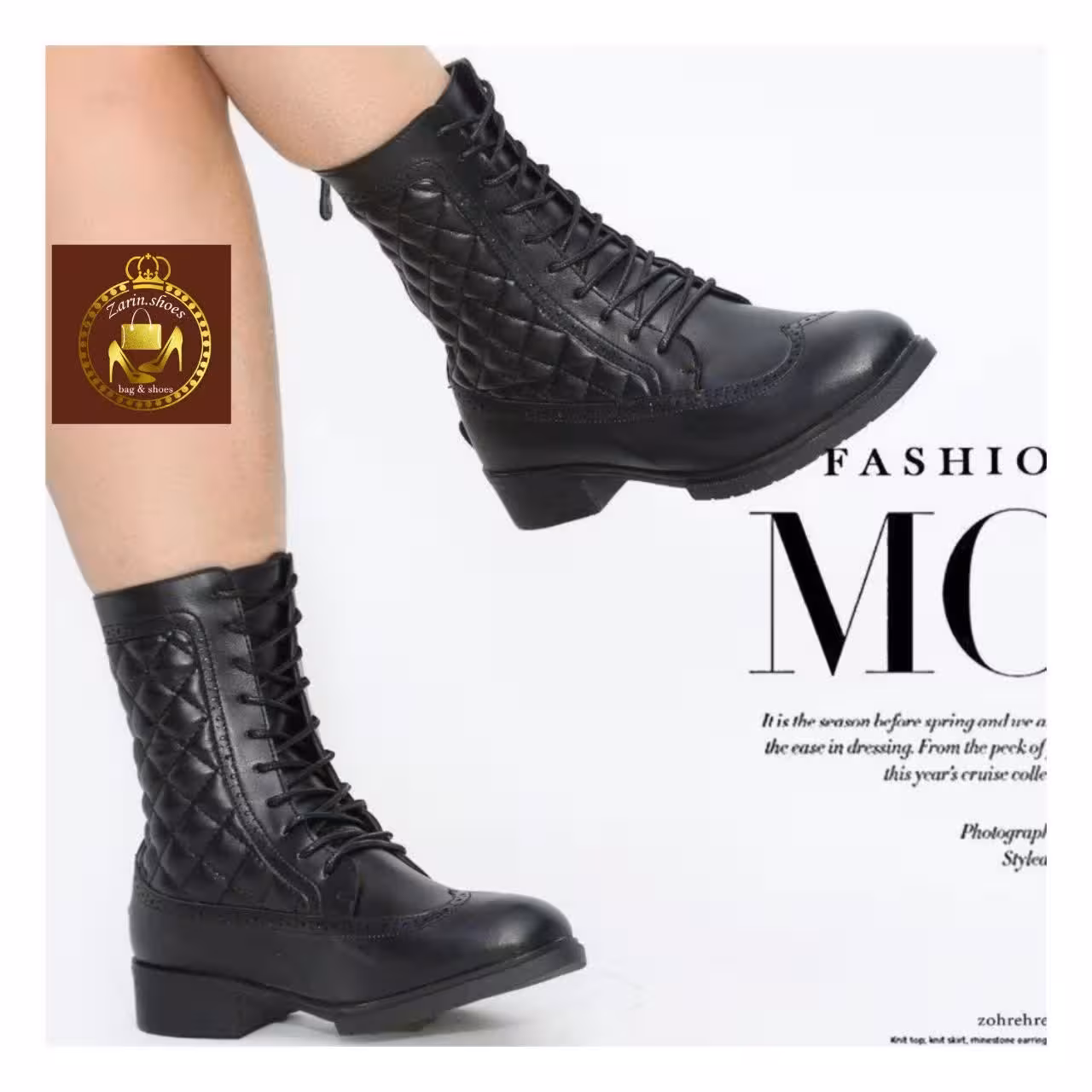 نیم بوت زنانه هشترک بندی شنل دوزی