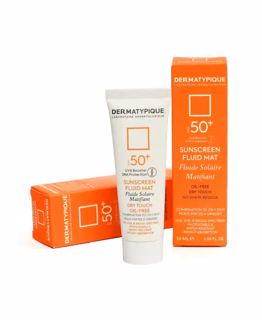 فلوئید ضد آفتاب بدون رنگ مناسب پوست چرب SPF50 درماتیپیک 50 میلی لیتر