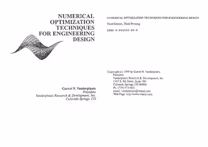 خرید و دانلود نسخه کامل کتاب Numerical Optimization Techniques For Engineering Design