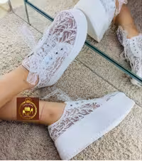 کتونی ونس بندی توری مجلسی زنانه عروس