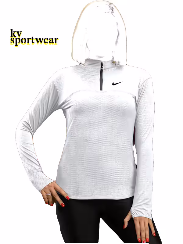 تیشرت نیم زیپ فینگردار تمرینی زنانه NIKE کد 001