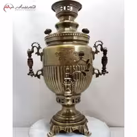 سماور 6 لیتری زغالی برنجی کد 114 مدل نظر، داخل کار قلع اندود شده، رنگ آنتیک قابل سفارش به رنگ طلایی