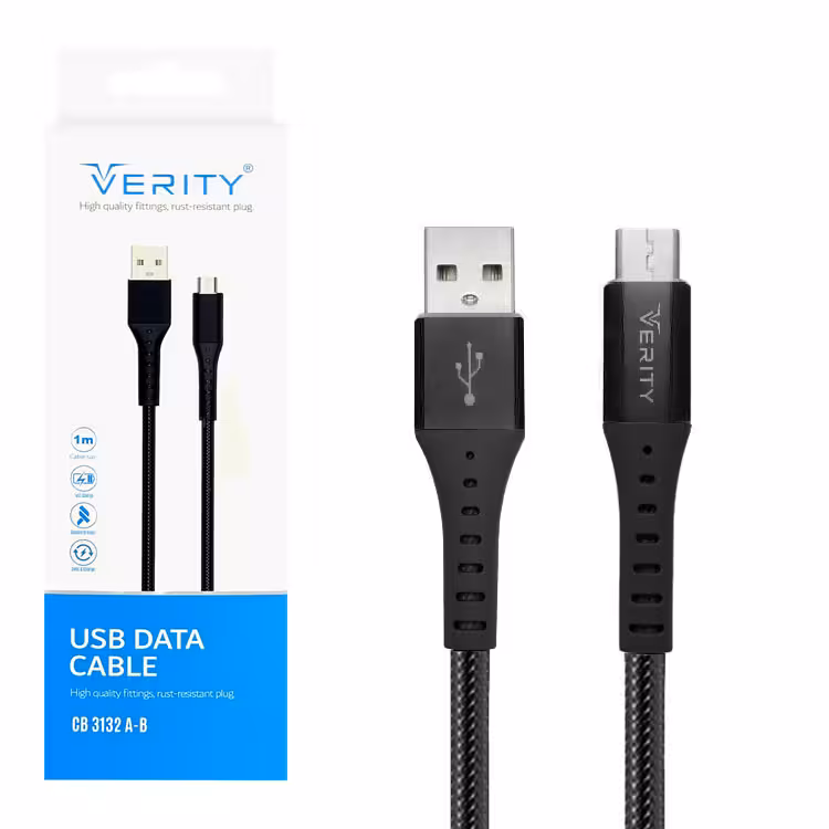 کابل دیتا و شارژ اندروید VERITY مدل 3132 مشکی