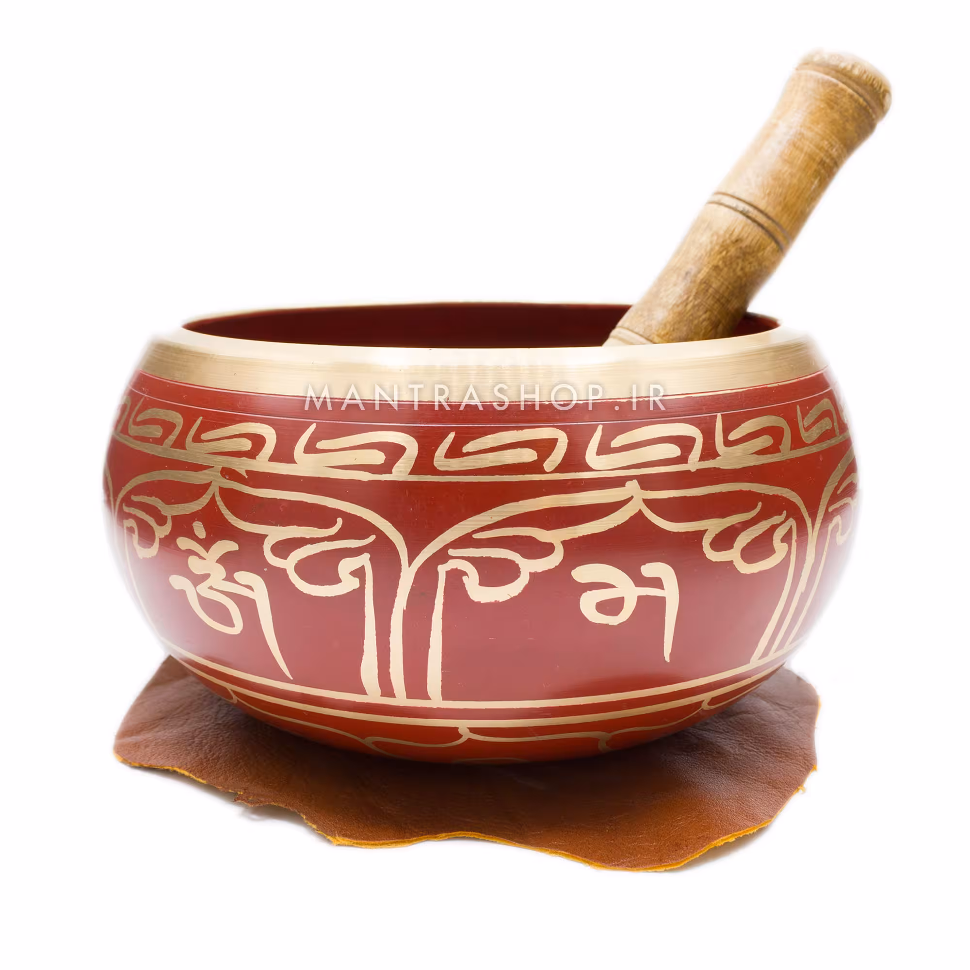 کاسه تبتی قرمز نقش برجسته بودا – قطر دهانه 15 سانتی متر