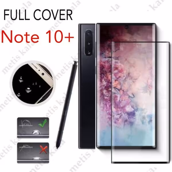 گلس تمام چسب Samsung Note10 Plus