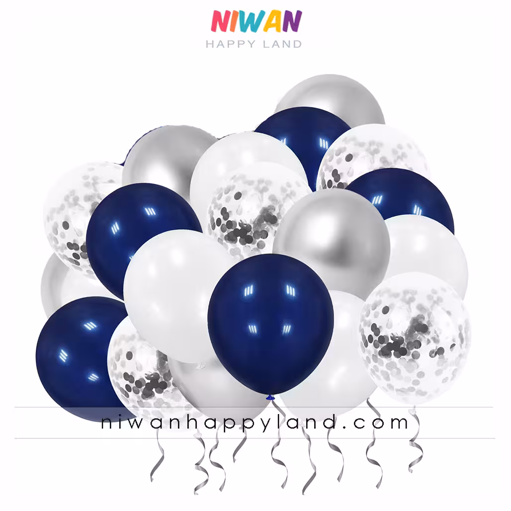 پک بادکنک نقره سورمه ای 20عددی