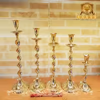 شمعدان پیچ برنجی طلایی