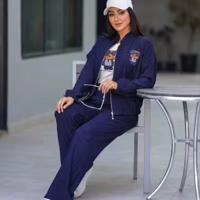 ست سه تیکه بامبرجکت تاپ و شلوار