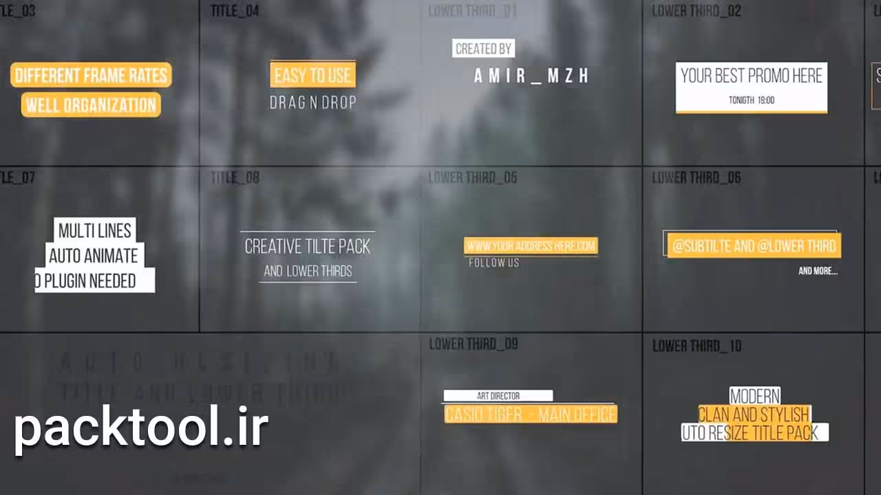 پروژه داوینچی ریزالو تایتل زیرنویس با تغییر اندازه خودکار Auto Resizing Titles Lower Thirds Vol.01 - پک تول