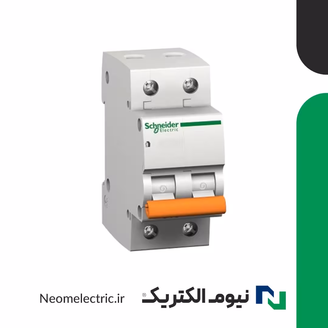 کلید مینیاتوری (فیوز) دو پل C6 آمپر Domae اشنایدر