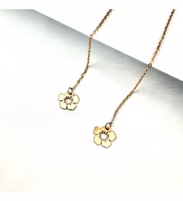 خرید گوشواره طلا زنانه 18 عیار بخیه طرح شکوفه بهاری  - 1.15 گرم قیمت روز