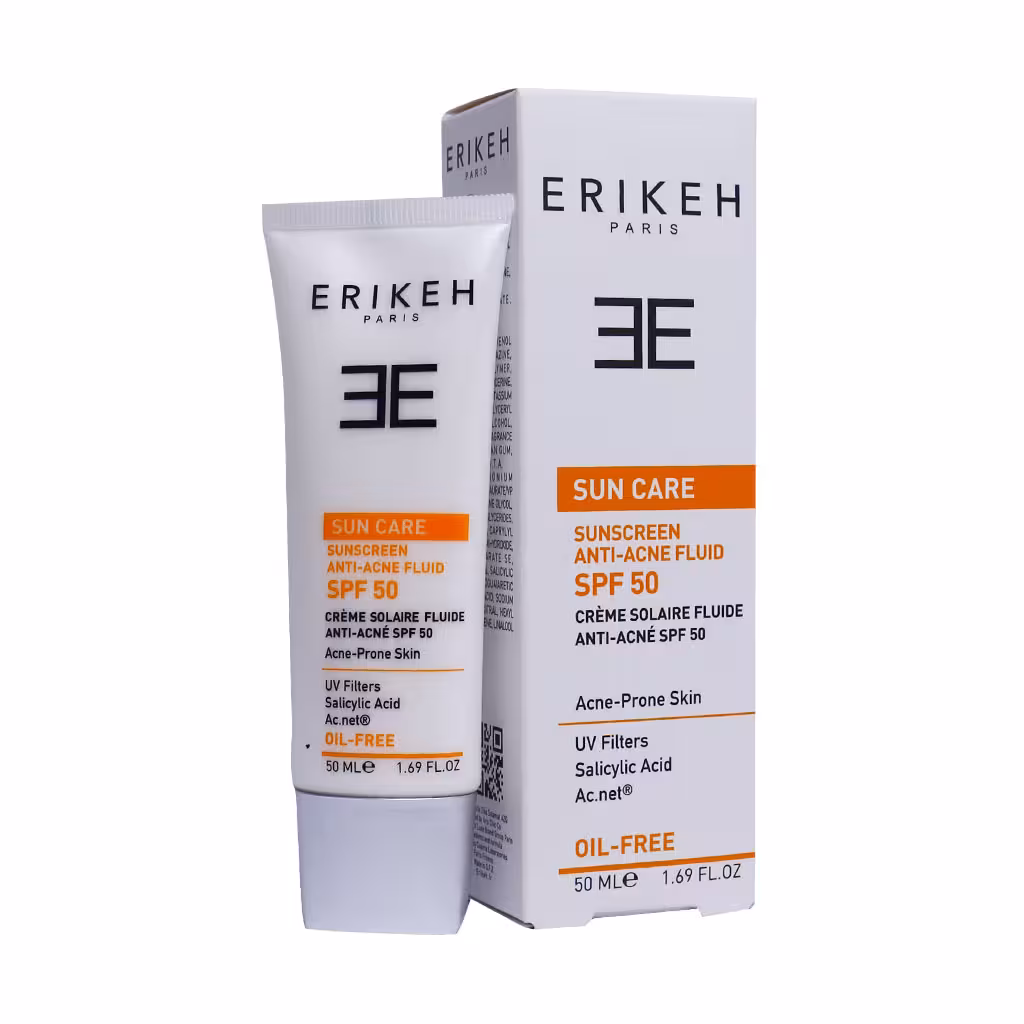 فلوئید ضد آفتاب و ضد جوش بی رنگ فاقد چربی SPF50 اریکه Erikeh