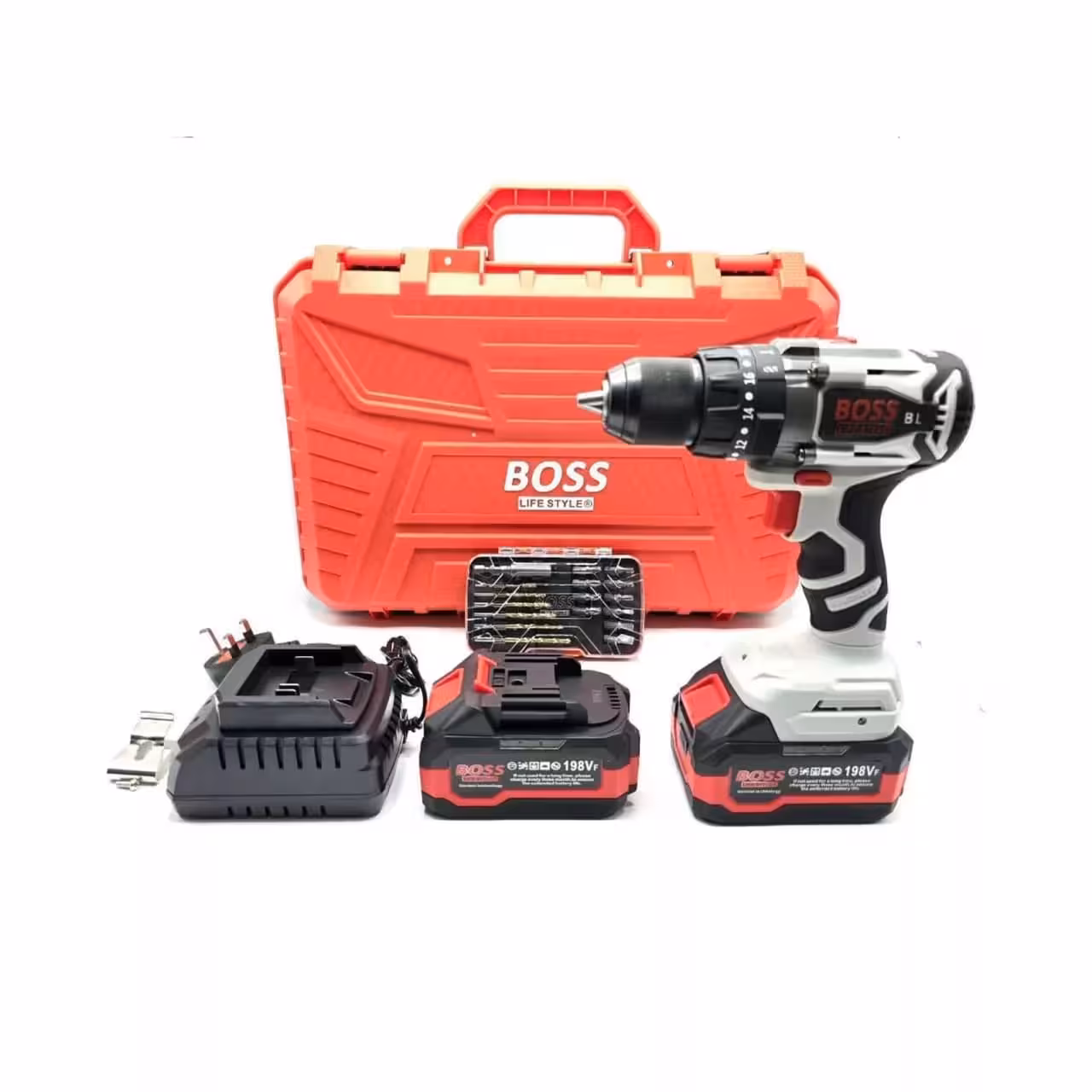 دریل چکشی شارژی باس مدل brushless مجموعه 5 عددی