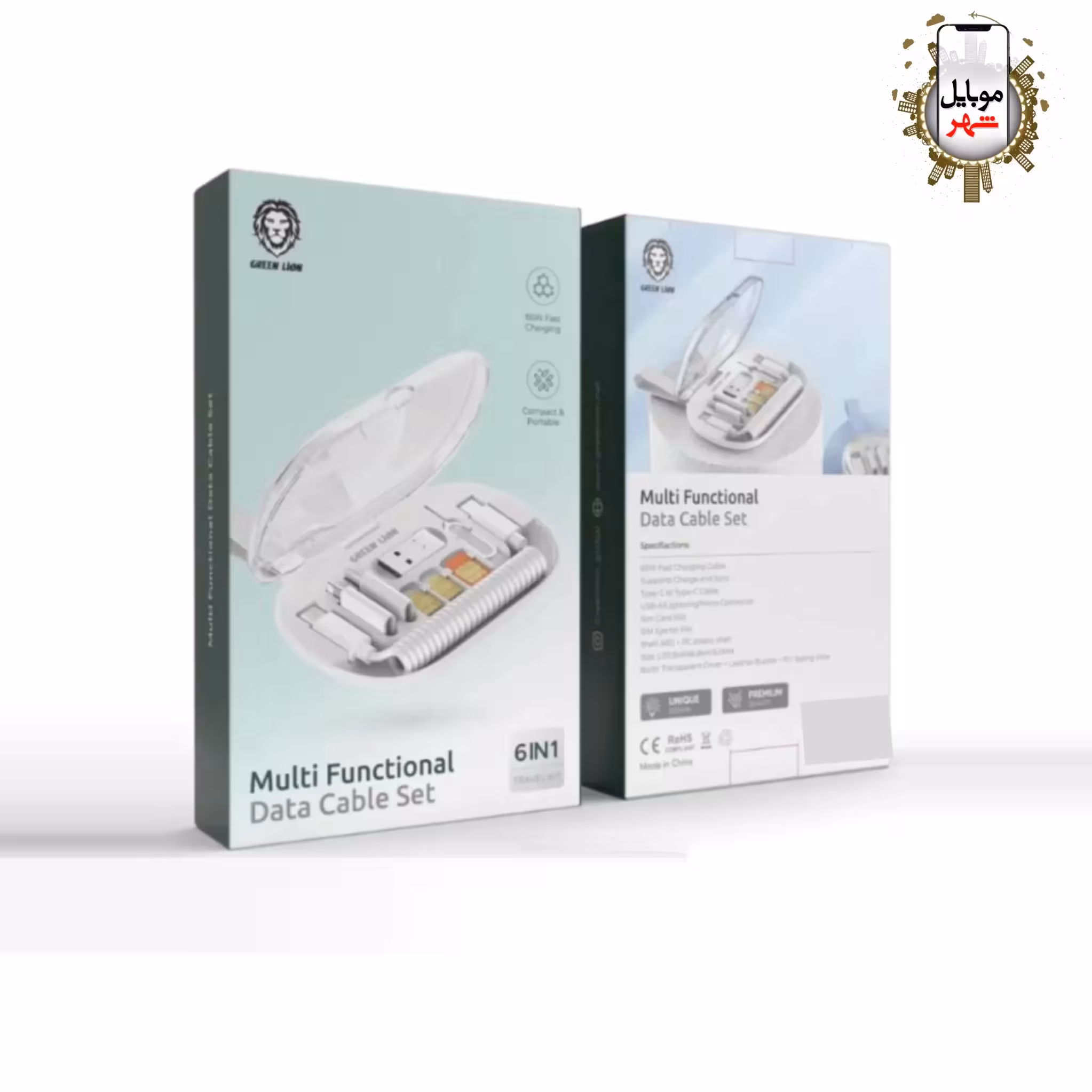 ست کابل داده چند منظوره 6 در 1 گرین Green 6 in 1 Multi Functional Data Cable Set