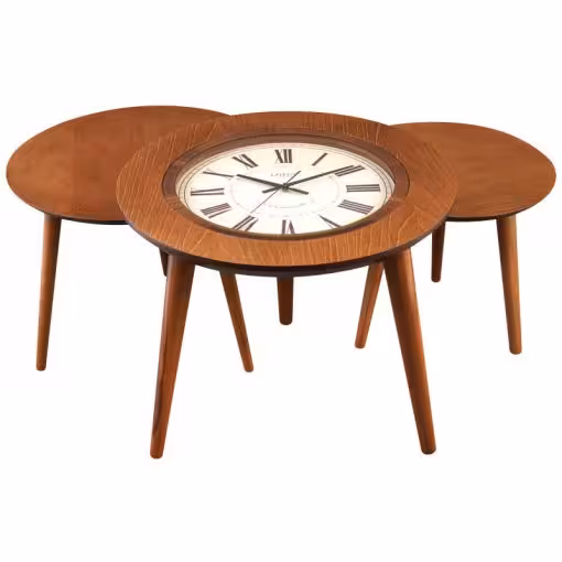 میز عسلی سه تکه مدل LORENZO کد TC-744 رنگ BROWN و CREAM و WALNUT و GRAY