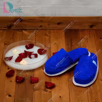 دمپایی حوله ای طرح کرالیچ رنگ آبی کاربنی