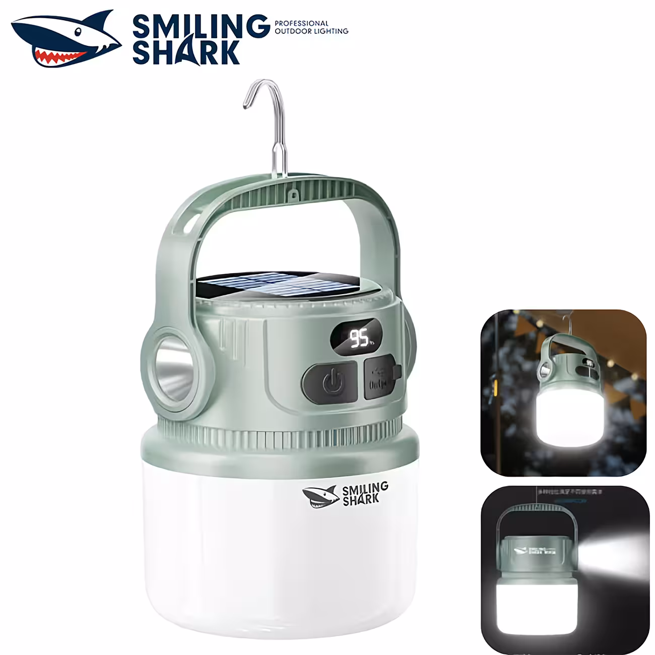 لامپ شارژی و چراغ کمپینگ خورشیدی ضدآب و  پاوربانک اسمایلینگ شارک LY-8269