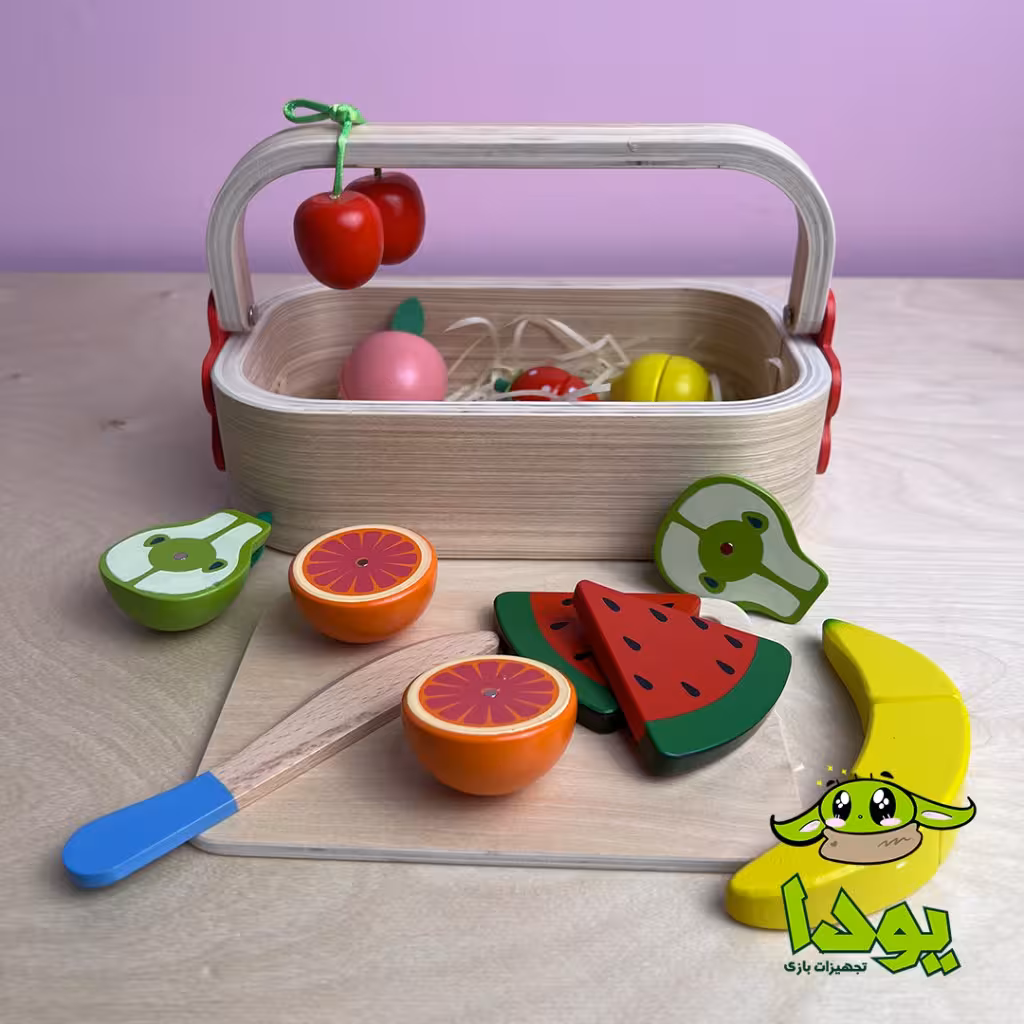 اسباب بازی برش میوه  چوبی با جعبه چوبی کد 997 - fruit park cut open