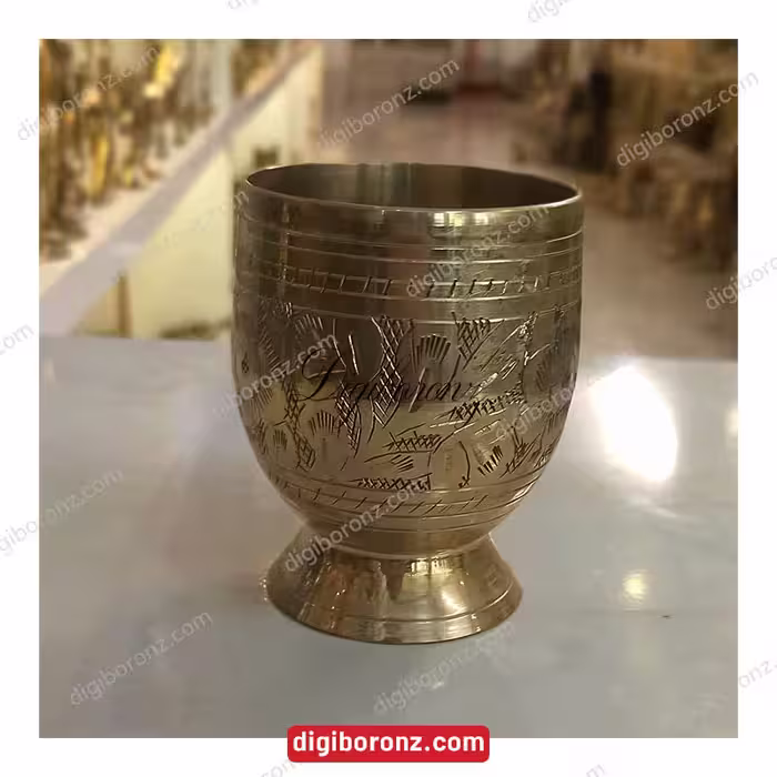 لیوان برنجی برنزی هندی قلم دست جدید برنجی