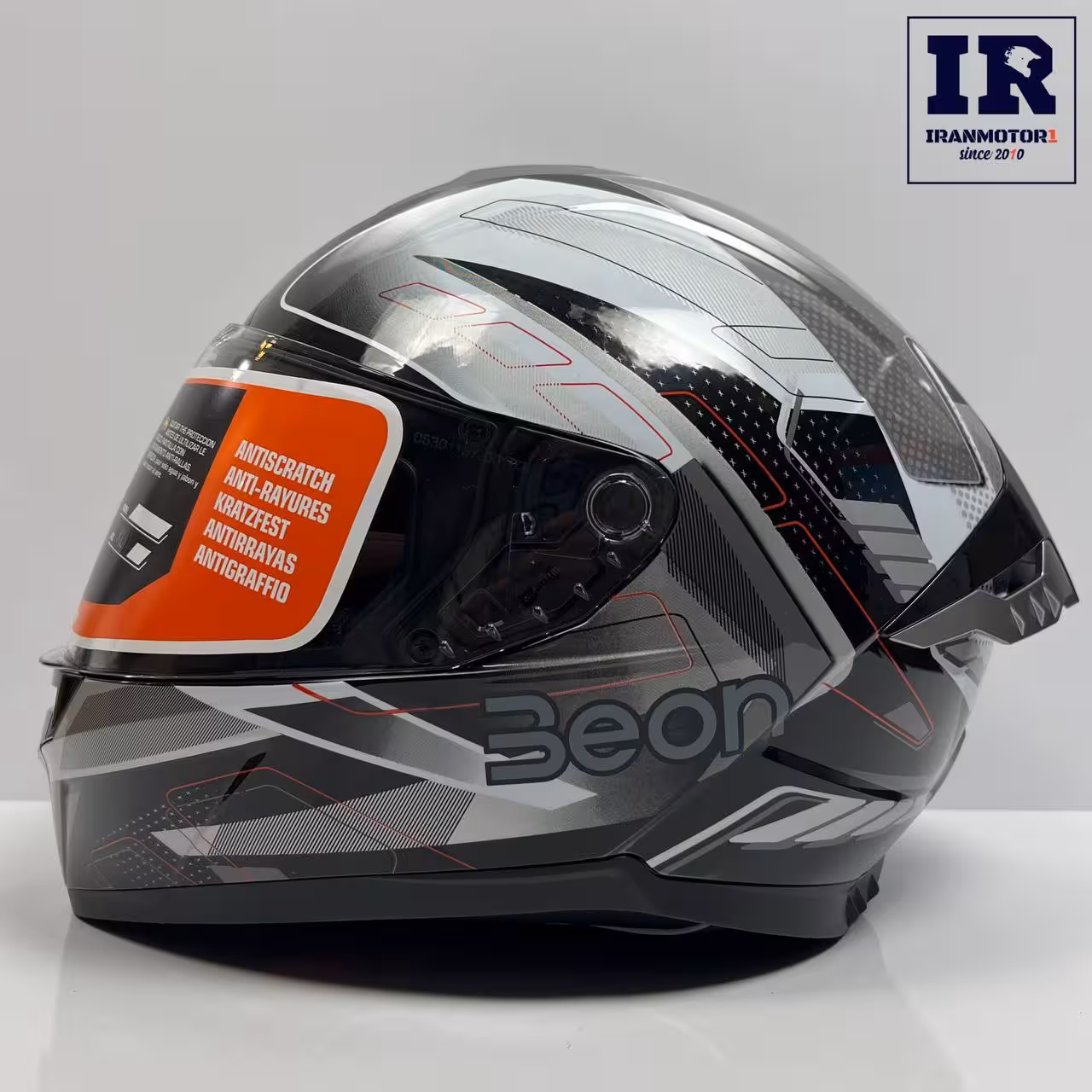 کلاه کاسکت فک ثابت بیون Beon کد 507 مشکی سفید