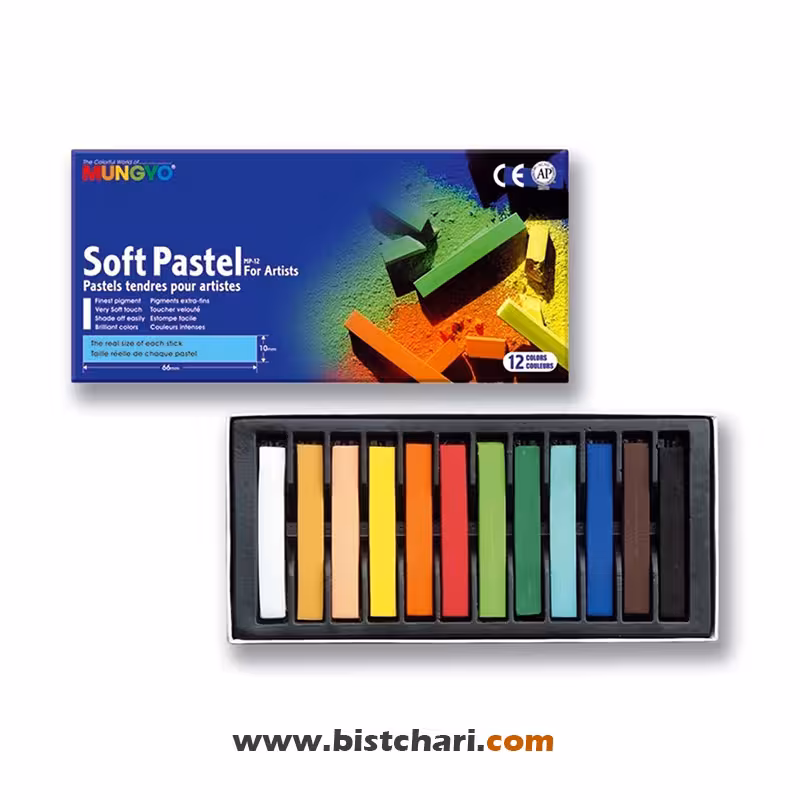 پاستل گچی 12 رنگ مدل Pastel tenders pour artistes برند مانگیو Mungyo