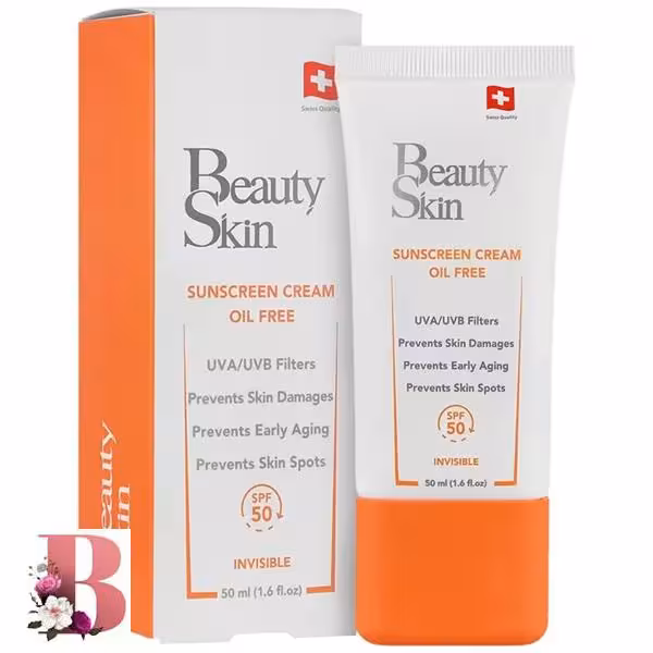 کرم ضد آفتاب فاقد چربی پوست چرب بیوتی اسکین SPF50 حجم 50 میلی لیتر | Beauty Skin Oil Free Sunscreen Cream SPF50 50ml