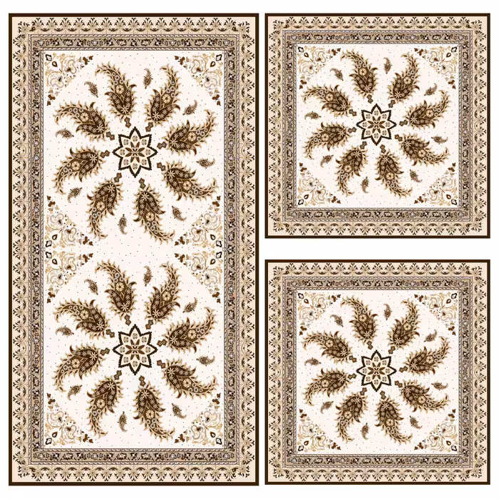 ست رومیزی  سه تکه مستطیل مربع طرح قلمکار کد 140078