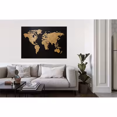  تابلو نقاشی ورق طلا مدل نقشه جهان کد A0007